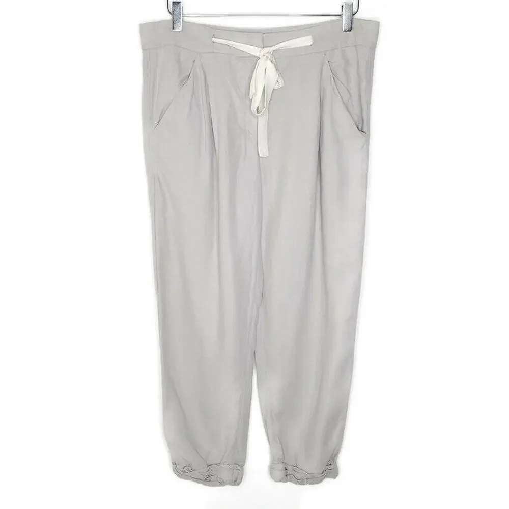 Wilfred Allant High Rise Cropped Pants 8 Oatmeal Linen Blend Roll Cuff Hem
